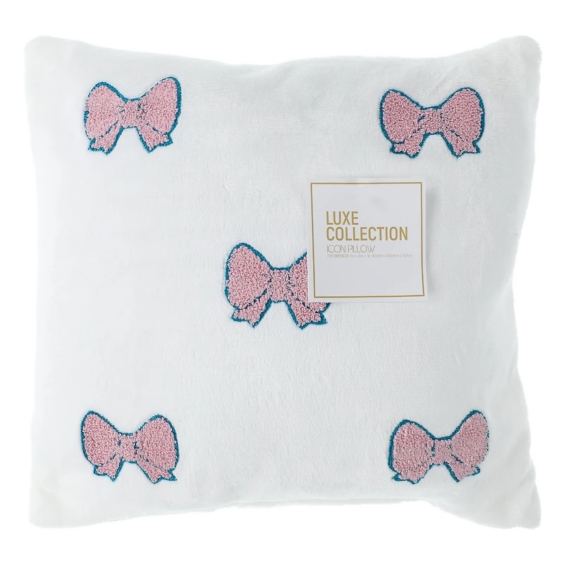 Bow Icon Throw Pillow 16in x 16in