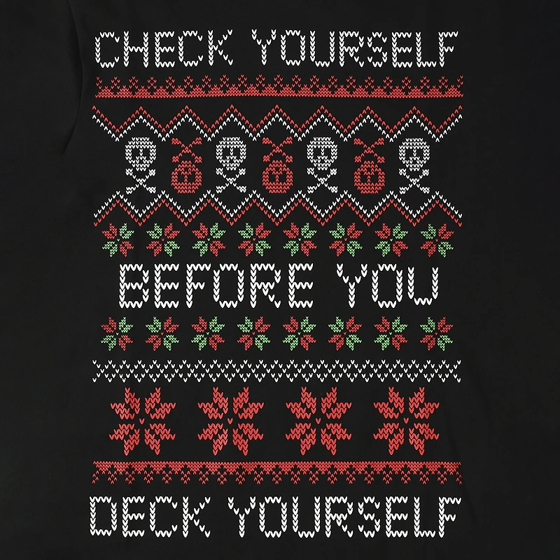 'Check Yourself Before You Deck Yourself' Christmas Graphic Tee