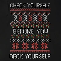 'Check Yourself Before You Deck Yourself' Christmas Graphic Tee