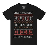 'Check Yourself Before You Deck Yourself' Christmas Graphic Tee