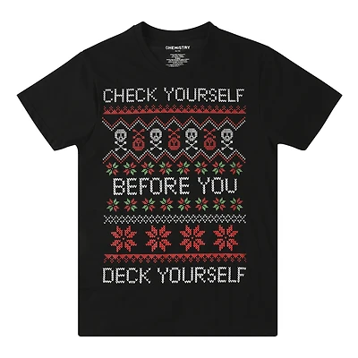'Check Yourself Before You Deck Yourself' Christmas Graphic Tee