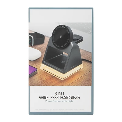 3 in 1 Wireless Charging Power Station With Light