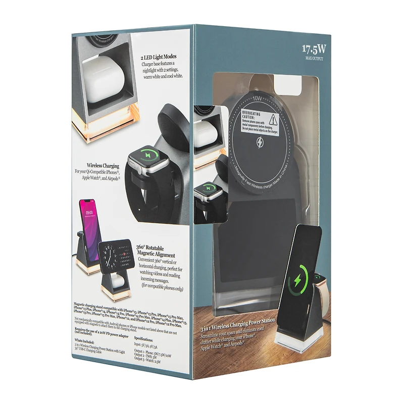 3 in 1 Wireless Charging Power Station With Light