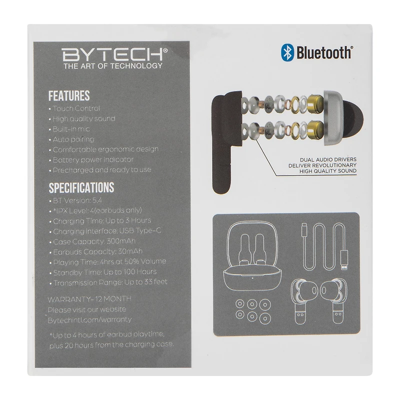 Bytech® True Wireless Earbuds