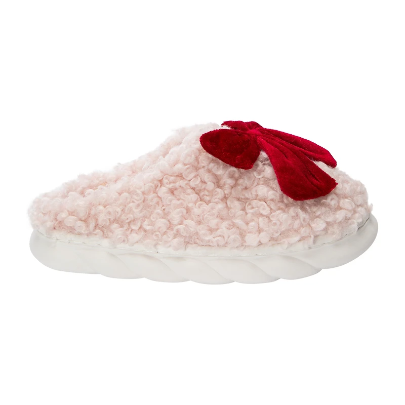 Ladies Fluffy Bow Slippers
