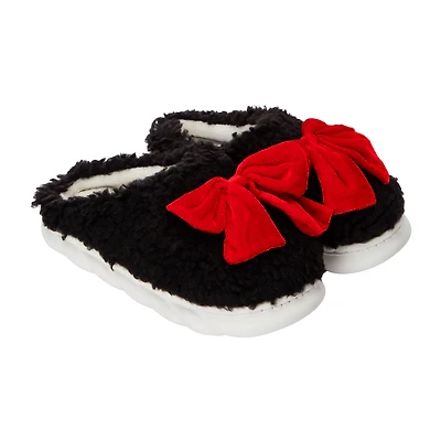 Ladies Fluffy Bow Slippers