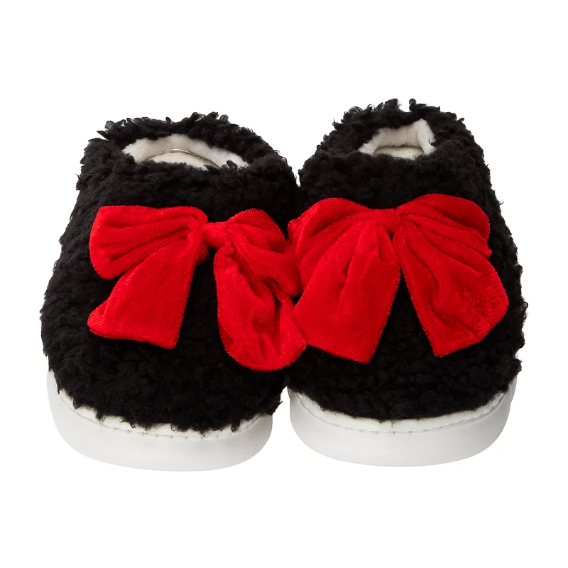 Ladies Fluffy Bow Slippers