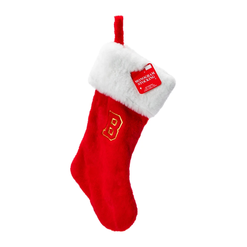 Red Monogram Christmas Stocking