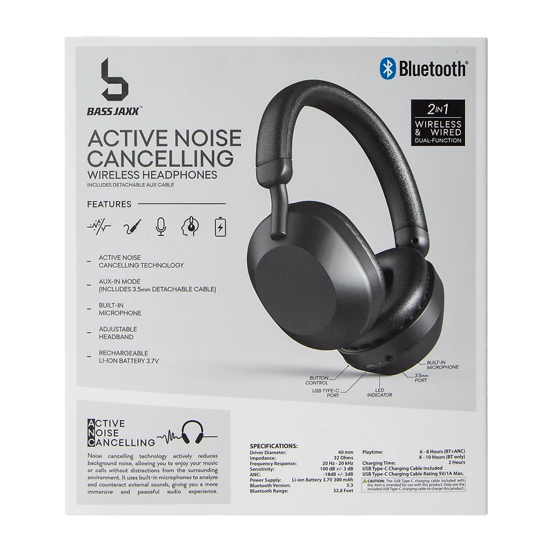 Bass Jaxx ANC Wireless Headphones