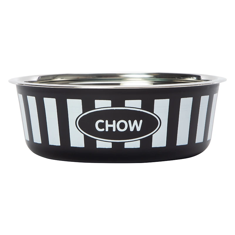 Striped Stainless Steel Pet Food/Water Bowl