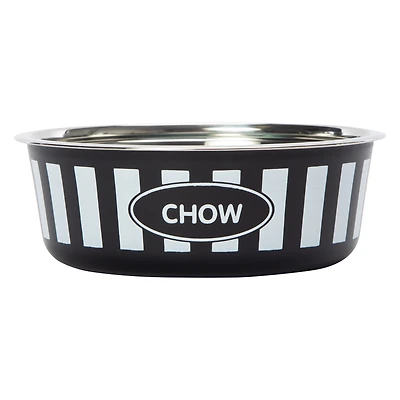 Striped Stainless Steel Pet Food/Water Bowl