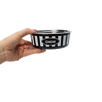 Striped Stainless Steel Pet Food/Water Bowl