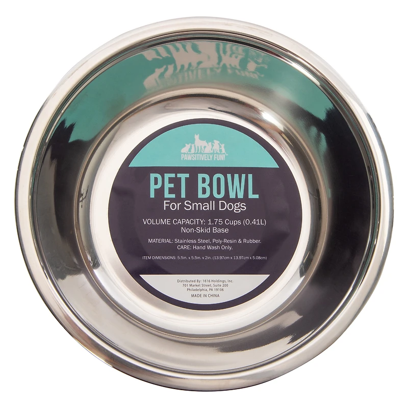 Striped Stainless Steel Pet Food/Water Bowl