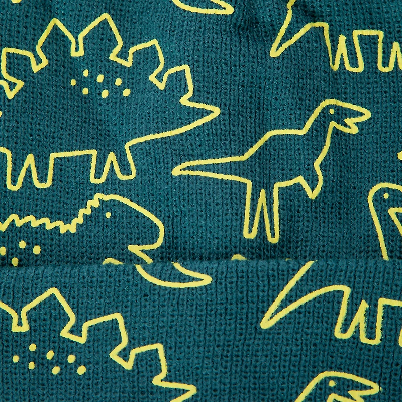 Kid's Printed Pom Beanie Hat & Glove Set