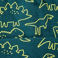 Kid's Printed Pom Beanie Hat & Glove Set