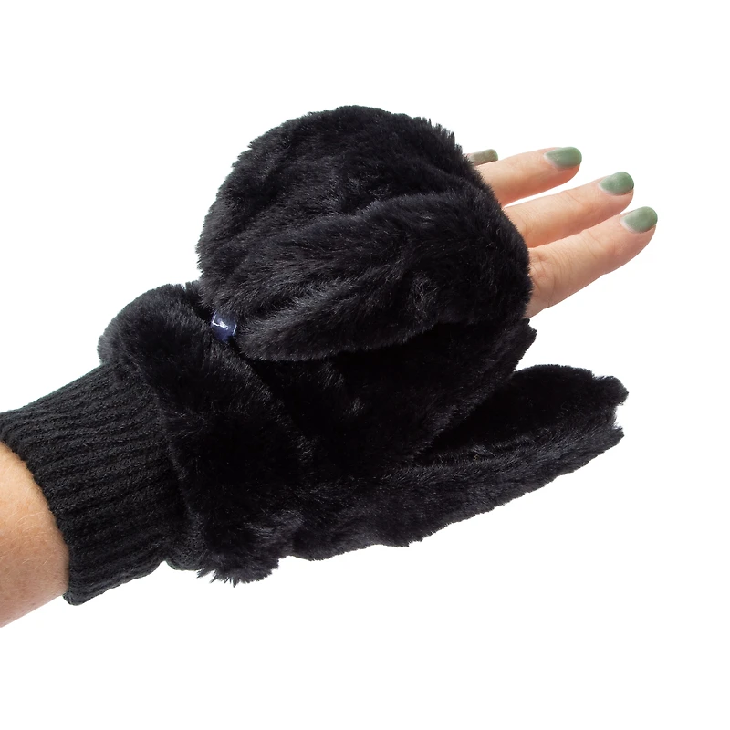 Faux Fur Flip-Top Mittens
