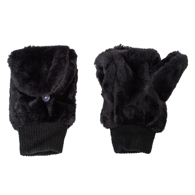 Faux Fur Flip-Top Mittens