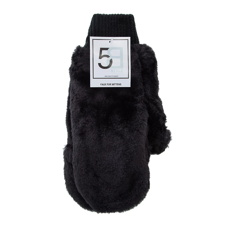 Faux Fur Flip-Top Mittens