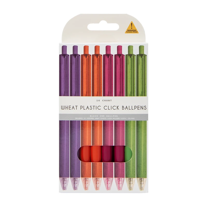 Wheat Plastic Click Ballpoint Pens 16-Count