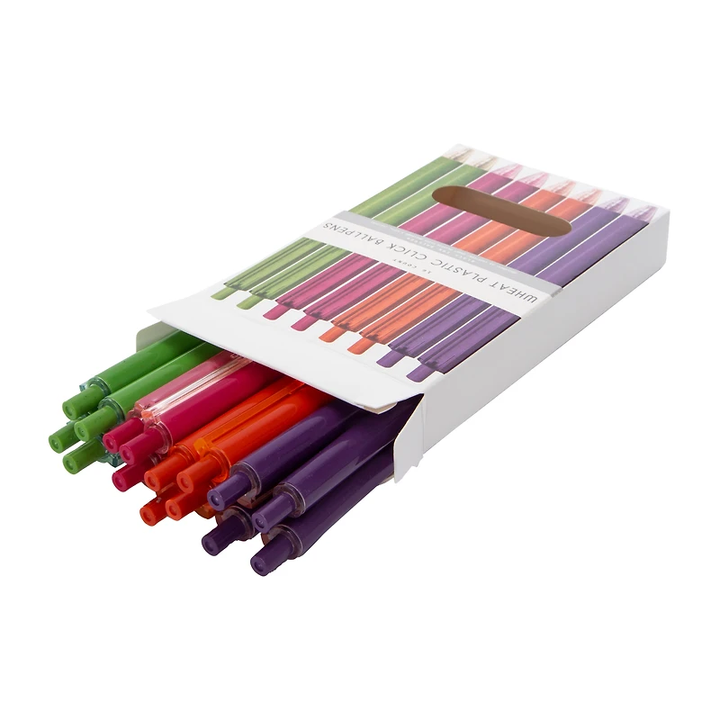 Wheat Plastic Click Ballpoint Pens 16-Count