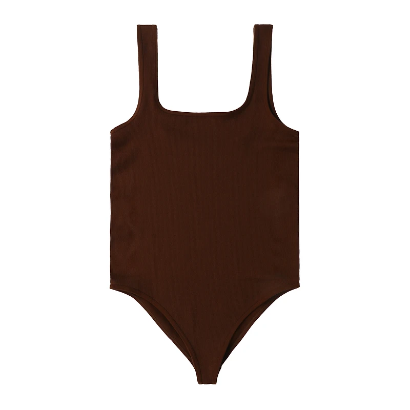 Square-Neck Ribbed Bodysuit