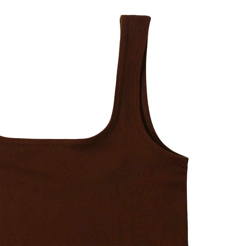 Square-Neck Ribbed Bodysuit