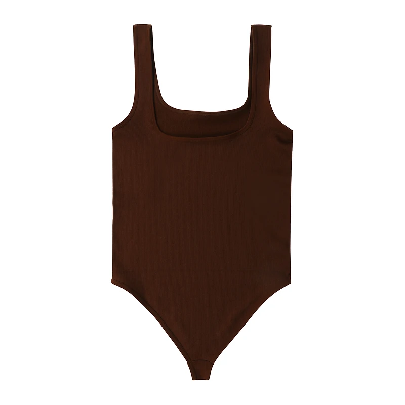 Square-Neck Ribbed Bodysuit