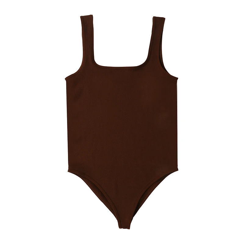 Square-Neck Ribbed Bodysuit