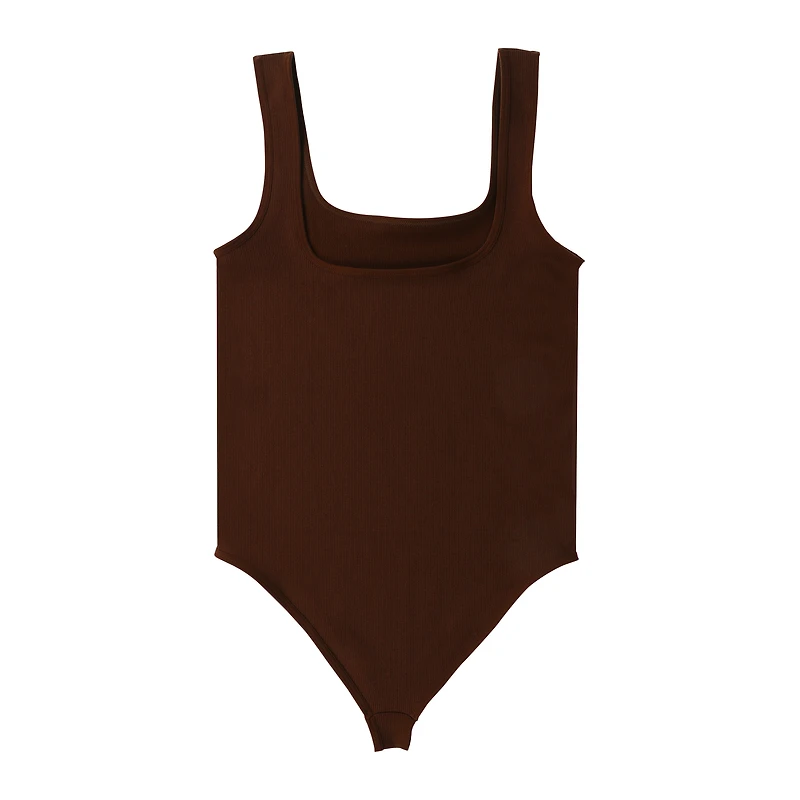 Square-Neck Ribbed Bodysuit