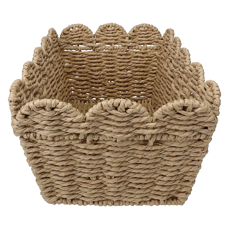 Scallop Woven Paper Storage Bin 12in x 8in