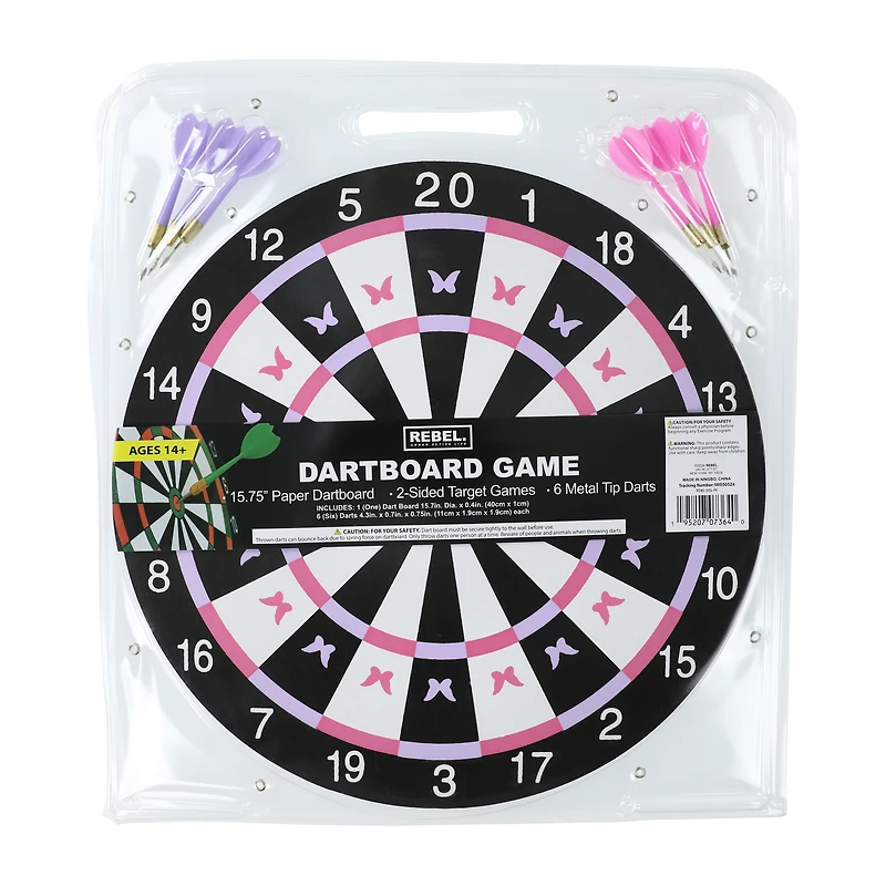 Pink Butterfly Dartboard Game 15.7in