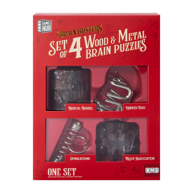 Brain Busters Wood & Metal Brain Puzzles 4-Pack