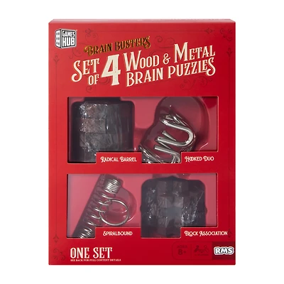 Brain Busters Wood & Metal Brain Puzzles 4-Pack