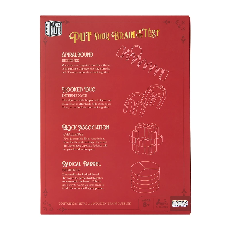 Brain Busters Wood & Metal Brain Puzzles 4-Pack