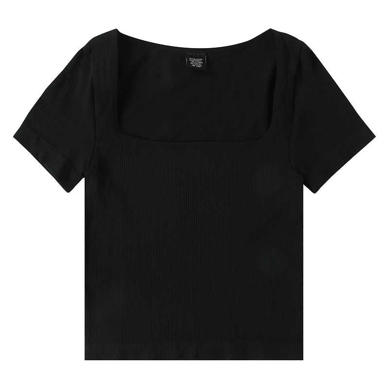 Seamless Square-Neck Ribbed Top