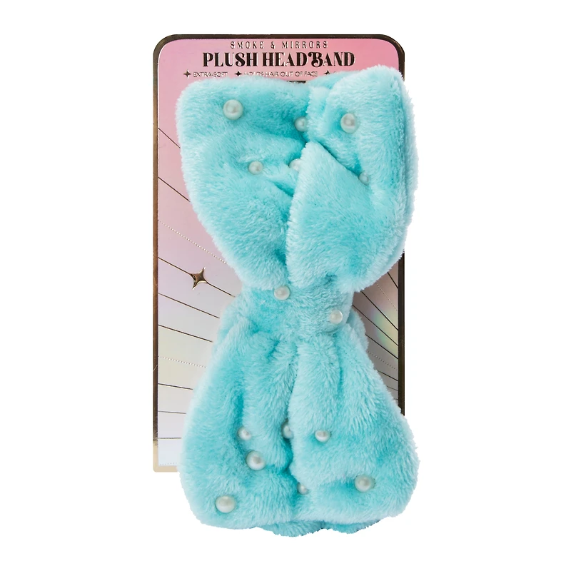 Pearly Plush Headband - Blue
