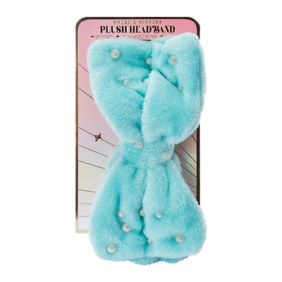 Pearly Plush Headband - Blue