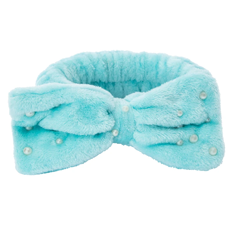 Pearly Plush Headband - Blue