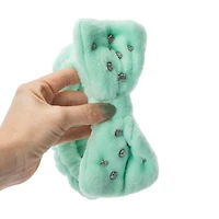 Rhinestone Plush Headband - Green
