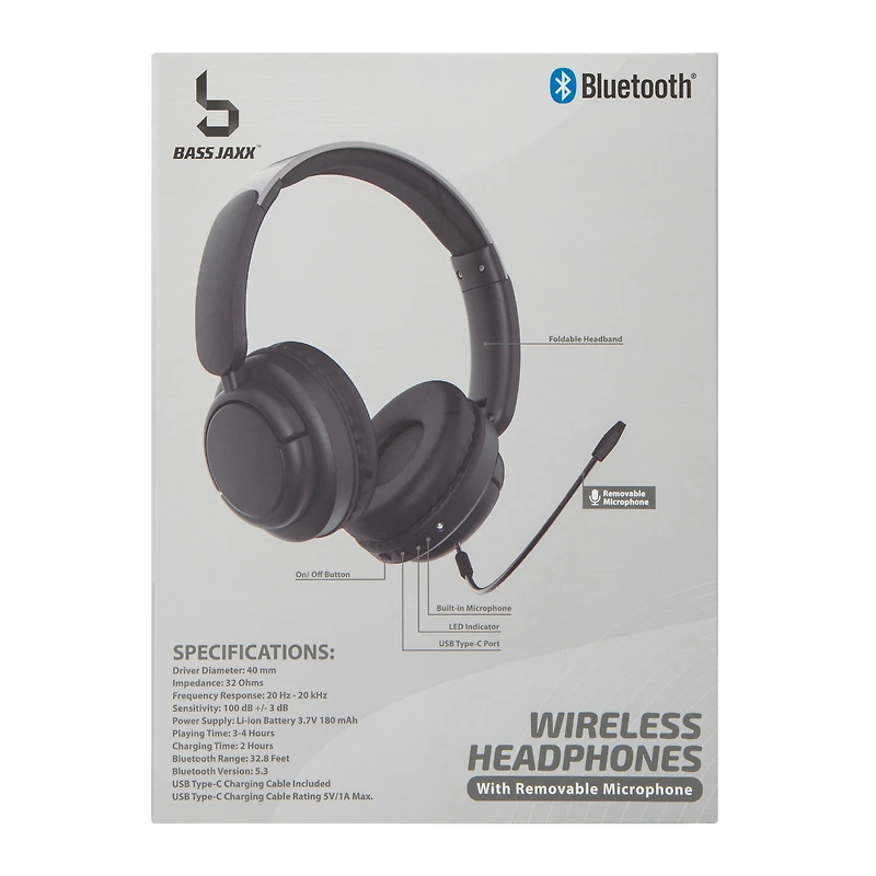 Wireless Headphones With Removable Mic