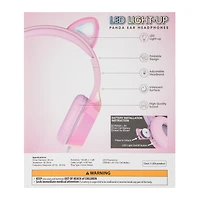 LED Light-Up Panda Ear Wired Headphones With Mic