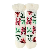 Holiday Printed Sherpa-Lined Slipper Socks