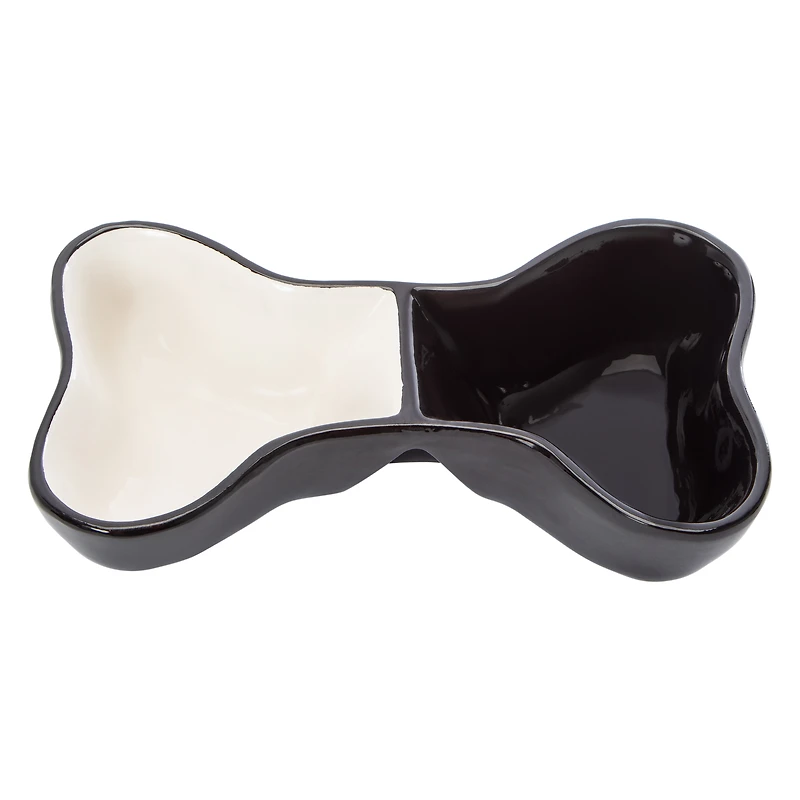 Ceramic Bone Double Diner Dog Bowl 10in x 5.5in