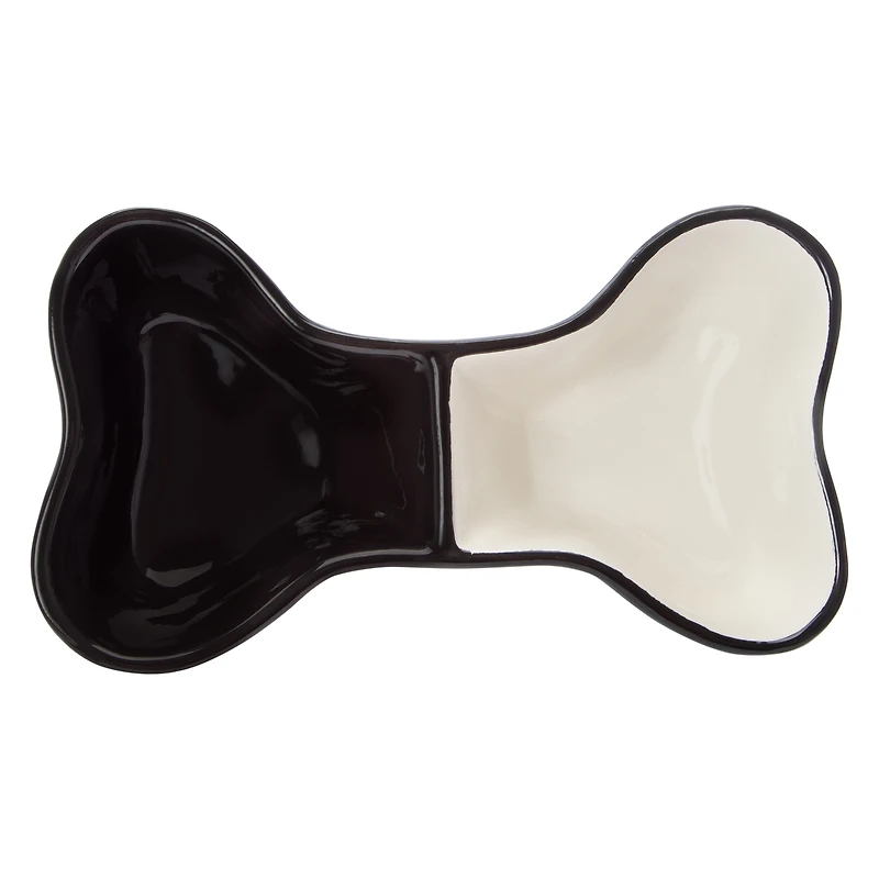 Ceramic Bone Double Diner Dog Bowl 10in x 5.5in
