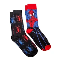 Mens Marvel Spider-Man Crew Socks 2-Pairs