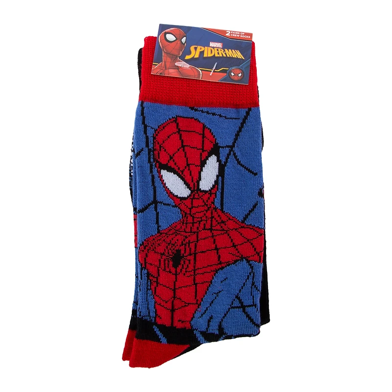 Mens Marvel Spider-Man Crew Socks 2-Pairs