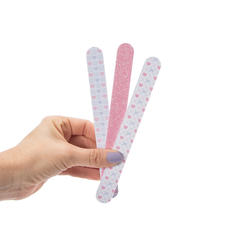Pink Bow & Heart Nail Files 3-Count