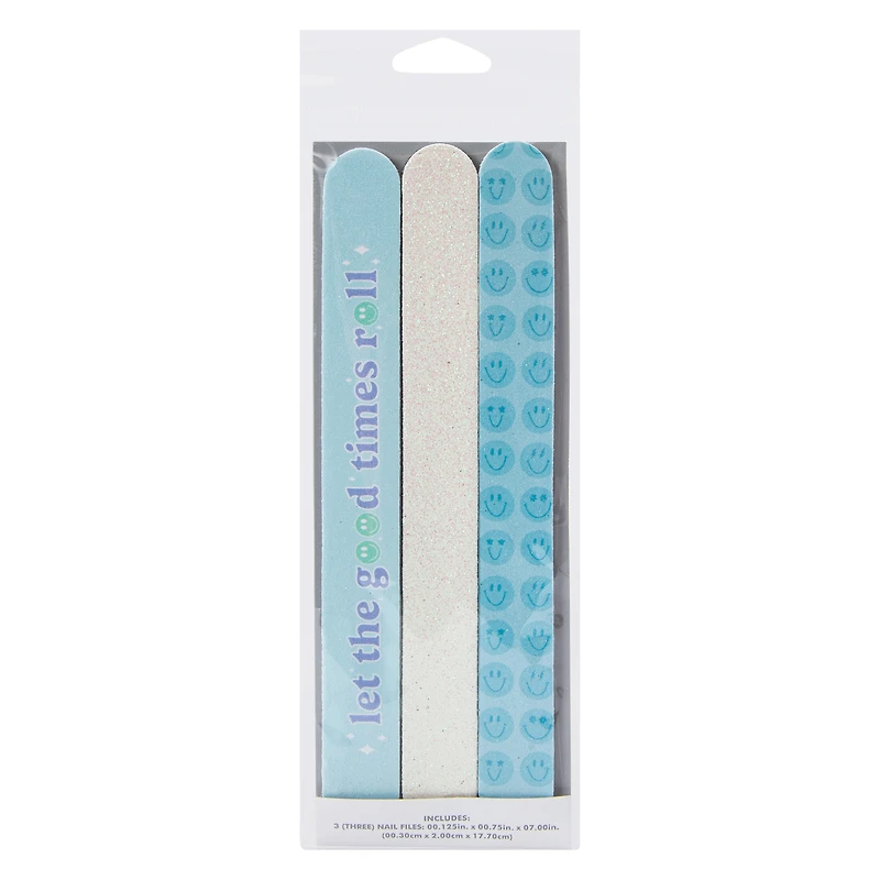 Glitter Happy Face 'Good Times' Nail File Set 3-Count