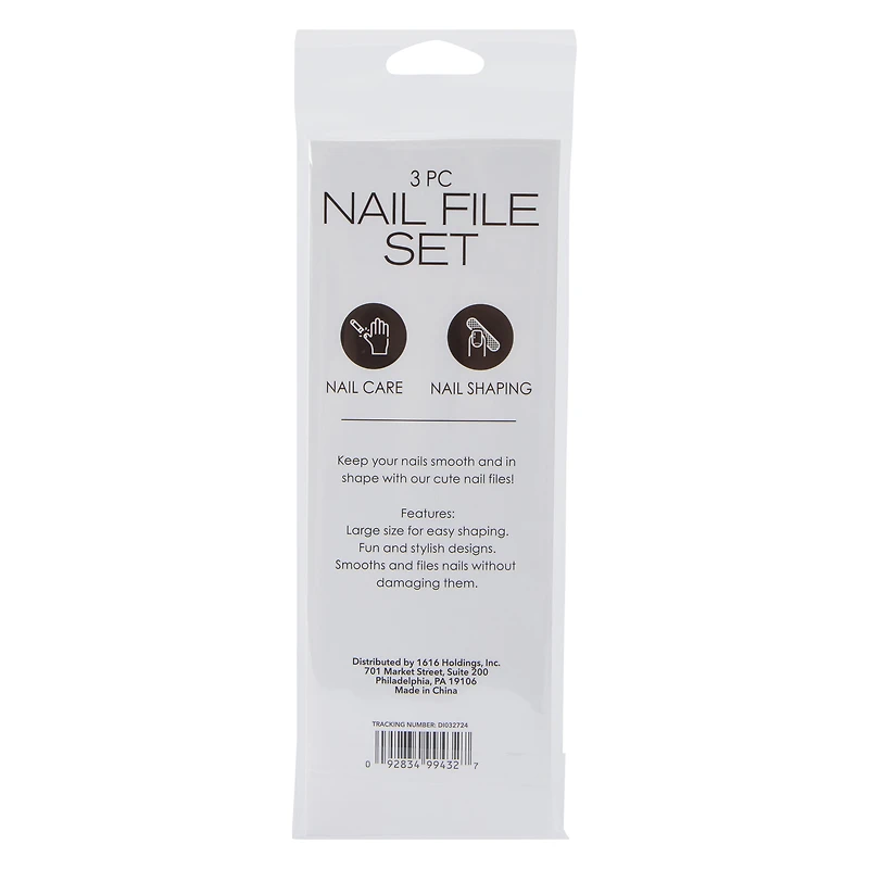 Glitter Happy Face 'Good Times' Nail File Set 3-Count