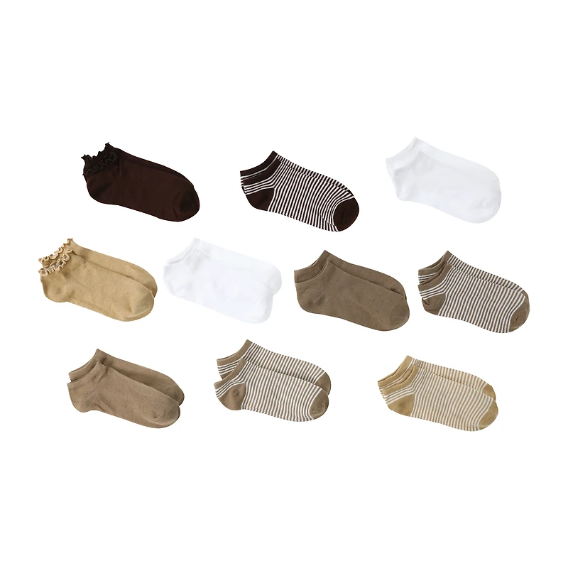Ladies Low Cut Socks 10-Pack